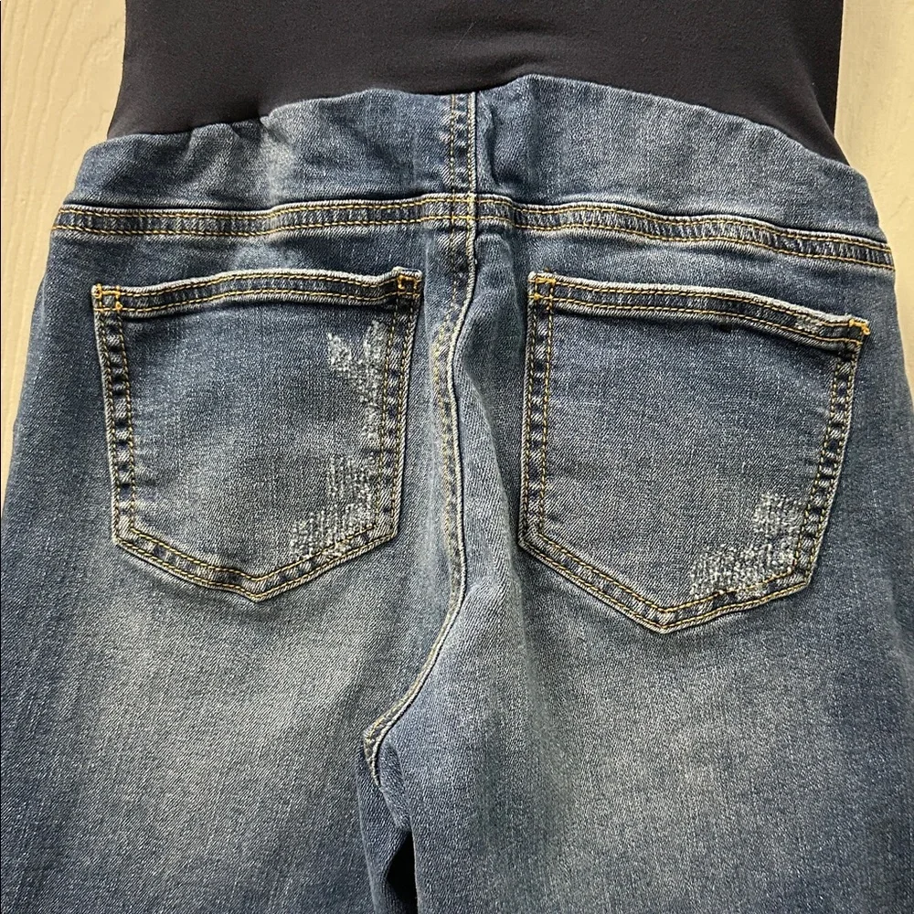 Indigo‎ Blue Maternity Stretch Panel Distressed Shorts